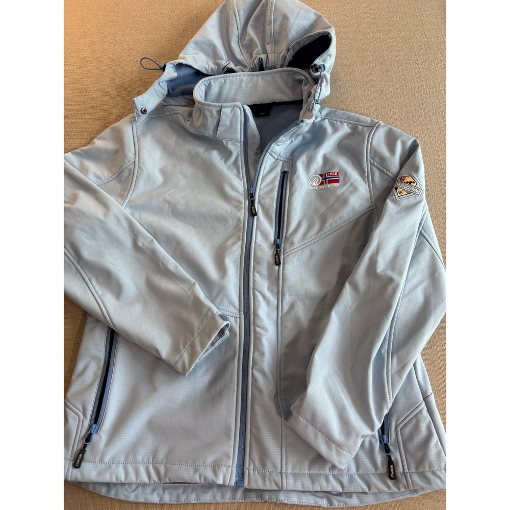 Rokk Norwegian Brand Lt Blue Fleece Lined Softshell Removable Hood Jacket 2XL